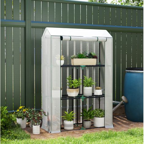 Serra da giardino con ripiani, porta arrotolabile, 100 x 40 x 150 cm, bianco HAVRYA (1/5)