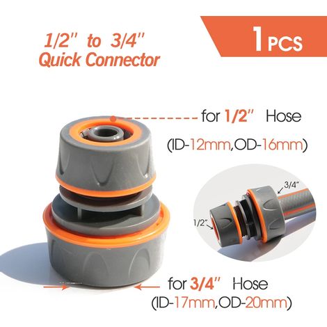 (K-1PCS) Raccord rapide pour tuyau d'arrosage 1/2 3/4 pouce, raccord d'arrêt d'eau pour lavage de voiture, joints de réparation de tubes d'irrigation 20/16 mm (1/5)
