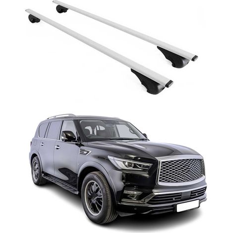 OMAC Dachträger Querträger für Infiniti QX80 2015-2018 – Abschließbar – Max. 75 kg – 2 Stangen Stahl Silber (1/5)