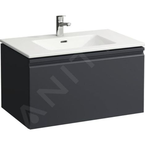 Laufen Pro S - Meuble avec lavabo, 800x500 mm, 1 tiroirs, graphite mat H8609634801041 (1/2)