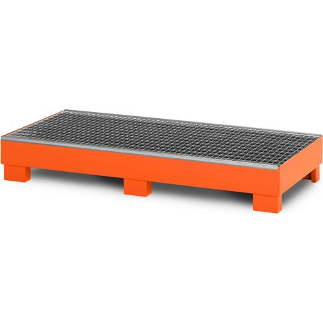 RR Industrietechnik Auffangwanne aus Stahl für 3x 200 Liter Fass mit Gitterrost RAL 2004 reinorange