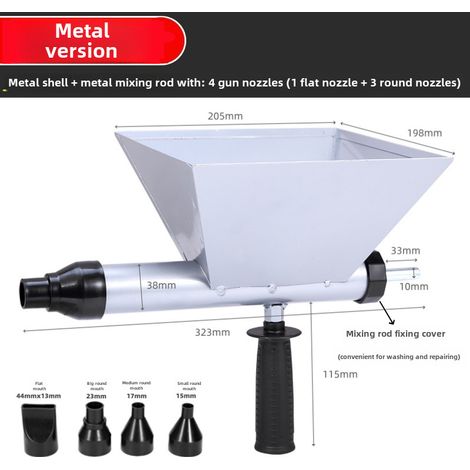 Pistolet à ciment électrique – boîtier métallique – jointoiement portes/fenêtres, outil automatique, multi-têtes (1/5)