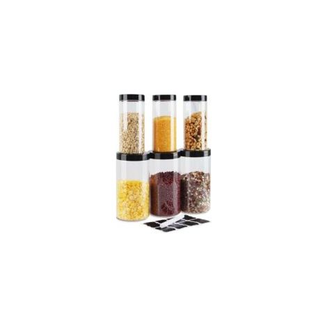 Contenitori per farina, 3 pezzi da 1000 ml e 3 pezzi da 500 ml, contenitori ermetici per alimenti, contenitori in plastica per la cucina, set di barattoli per spezie, spaghetti, caffè, cereali - Crezu