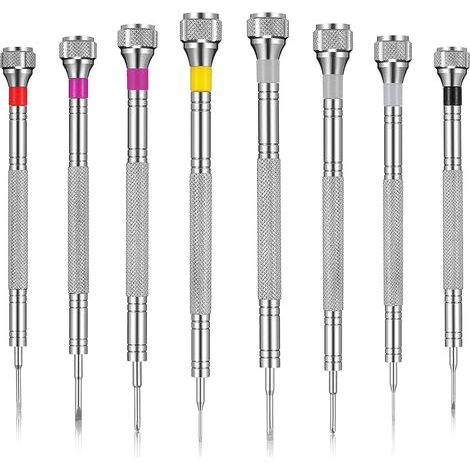 Jeu de tournevis de précision 8 pièces, jeu de tournevis de bijoutier, réparation de montres (0,6-1,6 mm), micro-tournevis pour montres, lunettes, bijoux et appareils électroniques (1/4)