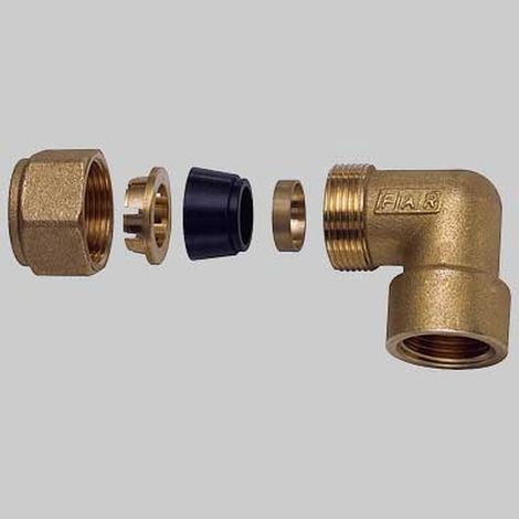 GOMITO FEMMINA CON KIT DI TENUTA PER TUBO RAME - 3/4 x 18