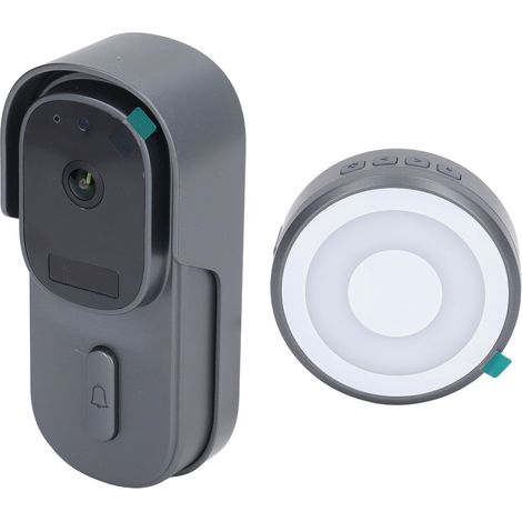 Sonnette vidéo WiFi 1080p avec vision nocturne infrarouge, caméra sans fil, détection de mouvement PIR et interphone bidirectionnel (1/5)