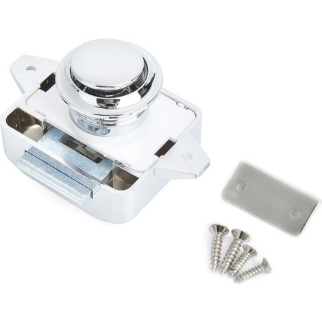 (Chrome brillant) Ensemble de 10 serrures à bouton-poussoir pour camping-car, loquets de tiroir et quincaillerie (1/5)