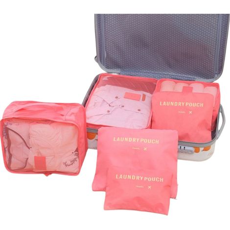 Set mit Reiseorganisatoren für Koffer und Kleiderschränke (6-teilig) – rosa (1/4)