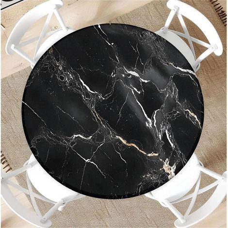 Nappe ronde avec élastique, Marbre Noir, Ø 150cm, pour Intérieur & Extérieur