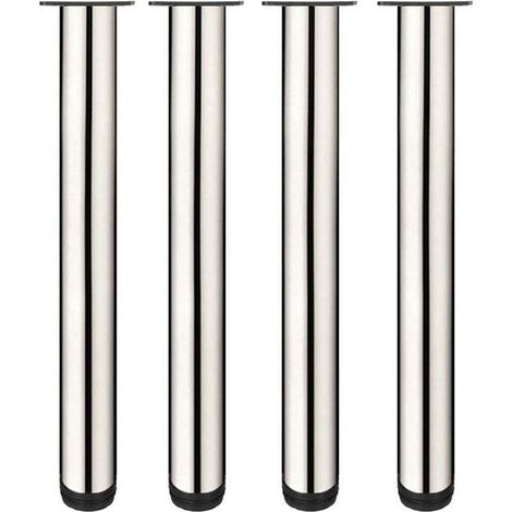 Lot de 4 pieds de meuble réglables en acier inoxydable – Hauteur 50 cm – Installation facile avec vis – Pour tables et canapés (1/4)