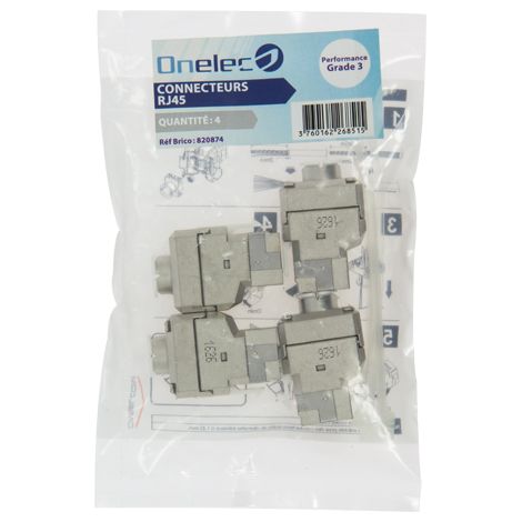 Onelec Sachet de 4 RJ45 Grade 3 Cat. 6a (1/2)