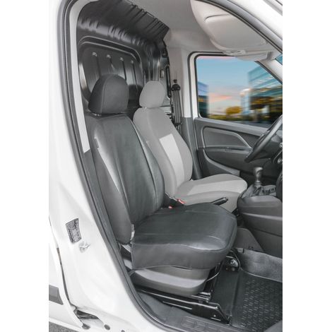 Housse de siège Transporter en simili cuir pour Fiat Doblo 2, 1 siège individuel passager (évidement accoudoir gauche) (1/4)