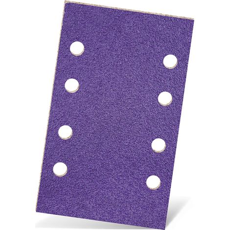 MENZER Titanium HD Carte abrasive velcrate, 133 x 80 mm, 8 fori, p. Levigatrici orbitali, Miscela di ceramica (50 Pz.) G100 (1/5)