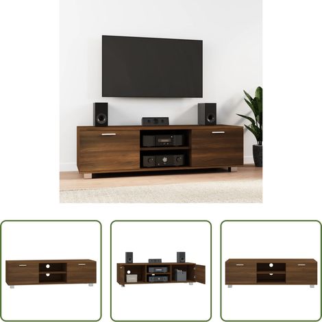 Rangement tv - Meuble TV Chêne marron 140x40,5x35 cm Bois d'ingénierie (1/5)