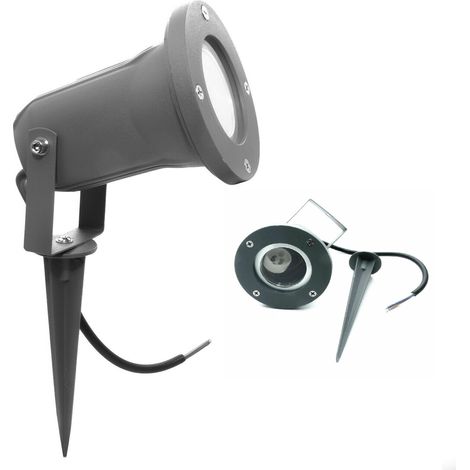 FARETTO LED SEGNAPASSO GU10 nero CON PICCHETTO DA GIARDINO IP66 LAMPADA SOSTITUIBILE (1/5)