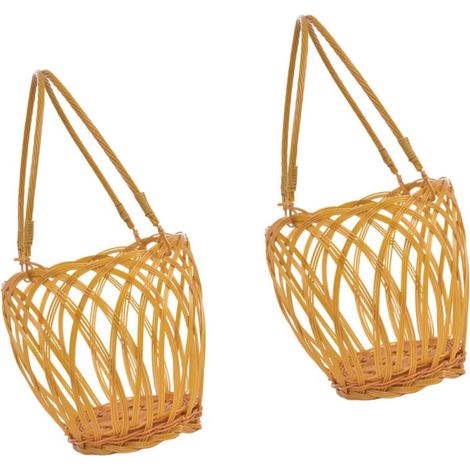 Panier à Vin Rétro Tissé Imitation Rotin Poignée, 2 Pièces (1/5)