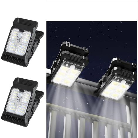 2 Pack LED Outdoor Solar Mini Clip Lights, éclairage portable avec capteur de mouvement, lumière décorative étanche solaire alimentée par la cour, lampe chemin de 3 modes. (1/5)