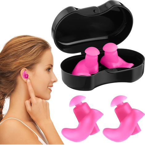 Bouchons d'Oreilles de Natation en Silicone Bouchons d'Oreilles Imperméables Bouchons d'Oreilles de Piscine Bouchons d'Oreilles Étanches Bouchons d'Oreilles pour Sports Nautiques (Rose)