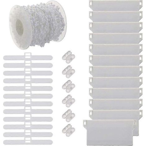 Lot de 12 poids pour rideaux à persiennes de 89 mm avec chaîne de 10 m et 6 maillons, compatibles avec les stores verticaux et les stores enrouleurs. Pièces détachées pour stores enrouleurs. (1/5)
