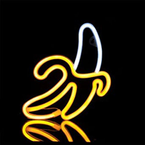 Une veilleuse LED néon en forme de banane, bicolore et à double usage. (1/5)