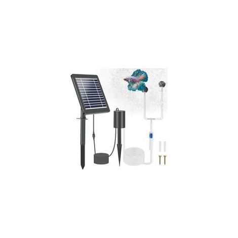 Pompe solaire pour bassin 3W avec batterie 2200mAh – 3 modes de fonctionnement – Débit d'air 0,8 L/min – Écologique et facile à installer
