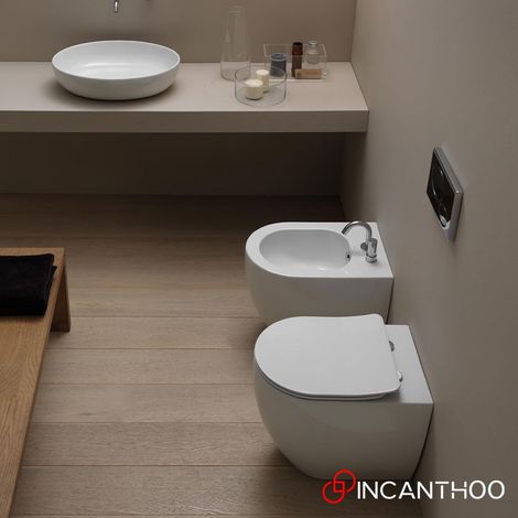 Vaso Wc a Terra LIKE Filo Muro - Sistema di Scarico Smart Clean - Chiusura Vaso Soft Close Ammortizzata