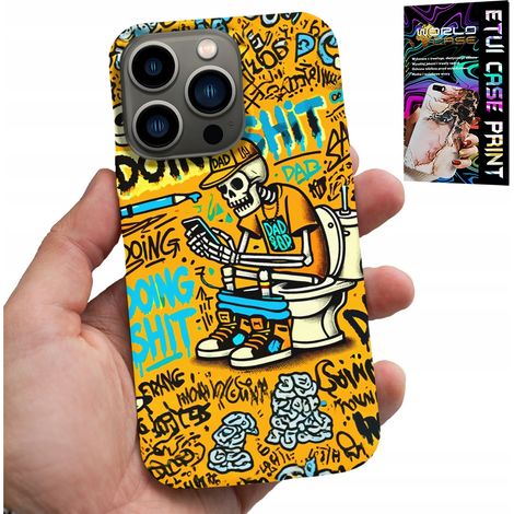 Funda para iPhone 14 PRO - Esqueleto defecando en el inodoro (1/5)