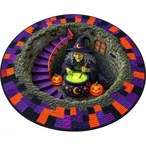 Tapis de sol rond Halloween, velours cristal, doux et lavable, cosplay, salon/chambre 100x100 cm - Style 25 (1/5)