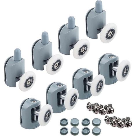 Lot de 8 roulettes doubles de rechange pour porte de douche, diamètre 23 mm. (1/5)