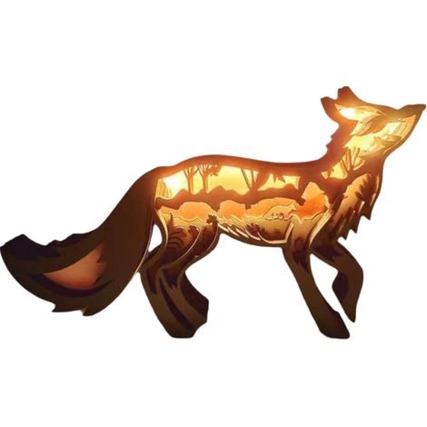 Objets décoratifs en bois représentant des animaux, statue de renard pour une étagère ou un bureau, décoration moderne et champêtre, cadeau idéal. (1/5)
