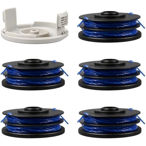 Bobine de Fil pour Ryobi RAC123 5132002670 débroussailleuse, 1,6 mm x 8,3 m Bobine de Fil de Rechange pour RLT4027 RLT4125, RLT5027, RLT6030, RLT5127, RLT6130 (5 bobines + 1 Couvercle) (1/5)