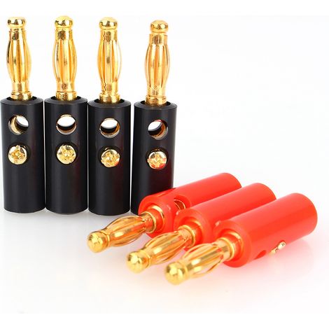 20 pièces Connecteurs Banane Femelle 4mm Câble Audio Noir et Rouge avec Adaptateur (1/5)