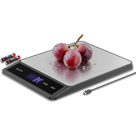 Digital Food Scale Capacity 33 lb Accuracy Ounces Grams Full View Display Stainless Steel Construction (1/5)