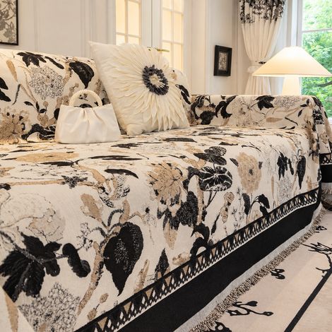 Jeté de canapé chenille Romantique Noir 180 x 130 cm adapté pour fauteuil une place 50 × 40 × 8 cm 539 g – Livraison gratuite