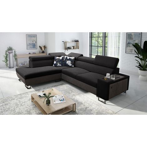 Modernes Luxus-Ecksofa mit Schlaffunktion MELODY VII Tauro/Freya Graphit/Schwarz Links (1/5)