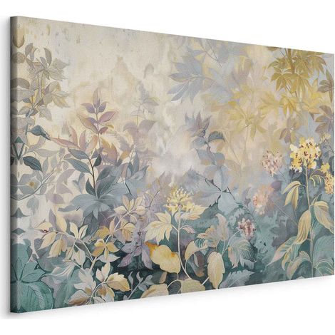 Image - Motif de tapisserie kilim représentant une prairie fleurie au printemps / Motif de tapisserie aux fleurs colorées (1/3)