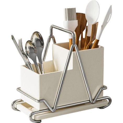 Grand porte-ustensiles de cuisine, organisateur d'ustensiles en métal pour plan de travail, pot à ustensiles pour cuillères et spatules, décoration de cuisine (1/5)