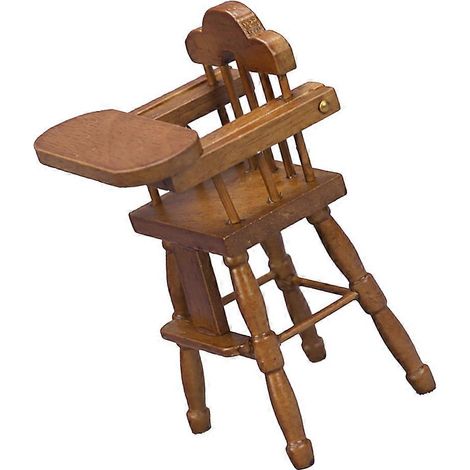 Chaise haute en bois Mini House Furniture, compatible avec la décoration, 1 pièce, modèle couleur café (1/5)