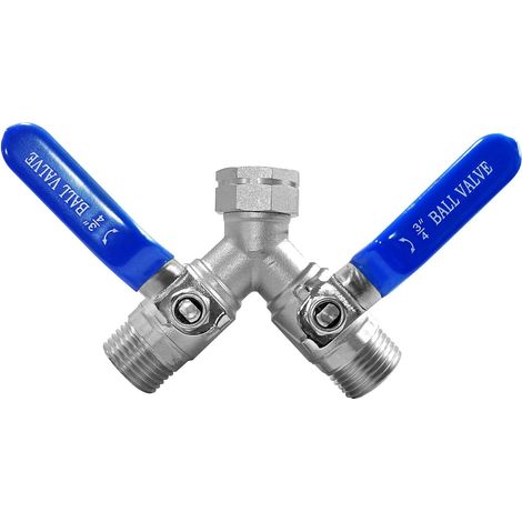 Distributeur de tuyau d'arrosage en Y, en acier inoxydable, filetage GHT 3/4", avec longue poignée. (1/4)