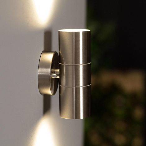 Wandleuchte Aussen aus rostfreiem Stahl doppelseitige Beleuchtung Satin Silber