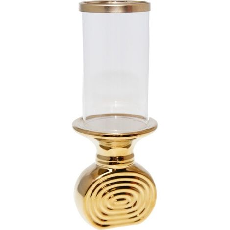 Photophore Bougeoir Design Spirale en Métal Doré et Verre Transparent 10 x 10 x 26,5 cm - PANGIVO (1/4)