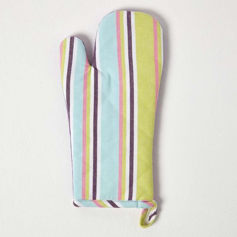 HOMESCAPES Osaka Purple Stripe Cotton Oven Glove (1/5)