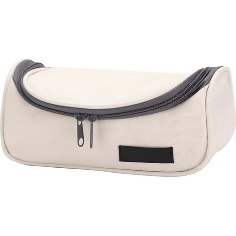 Trousse de rangement beige, fermeture à glissière lisse, toile durable pour voyage, trousse de toilette familiale, bureau et extérieur (1/5)