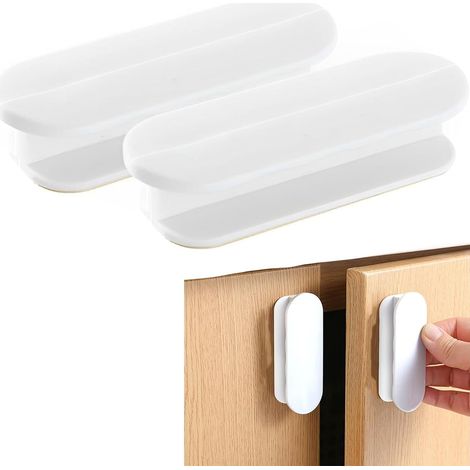 Lot de 2 poignee de porte exterieur, poignet de porte exterieur Adhésives, Poignée Porte Coulissante Sans Perçage, Poignée de Fenêtre et Baie Vitrée, Poignée de Meuble et Tiroir, Blanc (1/5)
