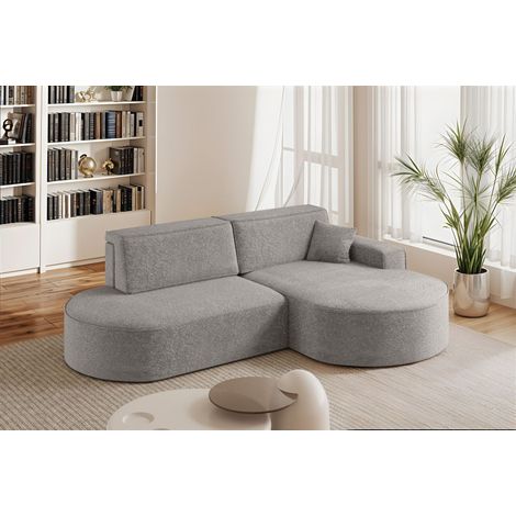 Ecksofa Schlafsofa Sofa VENEDIG Stoff Arena Grau Ottomane Rechts (1/5)