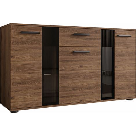 Cómoda Tucson 114, Nogal, Con cajones y puertas, Número de cajones: 1, 80x141x41cm
