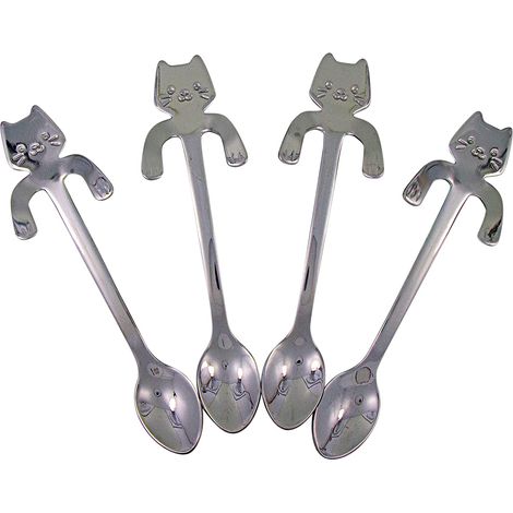 Cuillère À Thé Chat - En Acier Inoxydable - Pour Café Thé Milkshake - Lot De 4 (1/5)