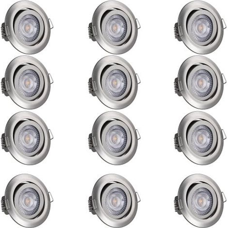 Ensemble de 12 Spots encastrables LED Pour plafond Argent de 5W (1/5)