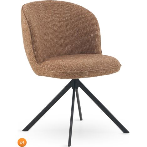 Set aus 4 gepolsterten Stühlen in gesprenkeltem Terrakotta-Tweed (1/5)