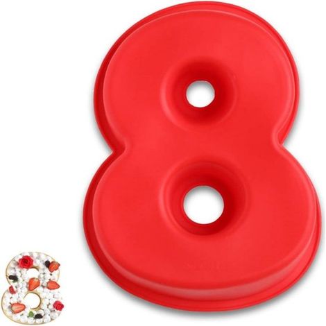 Stampo per torta a forma di numero fai da te 26,6 x 18,8 x 6,2 cm Stampo per torta in silicone Stampo per dolci a forma di numero Grande stampo per torta in silicone 3D Nella forma di uno specifico (1/5)
